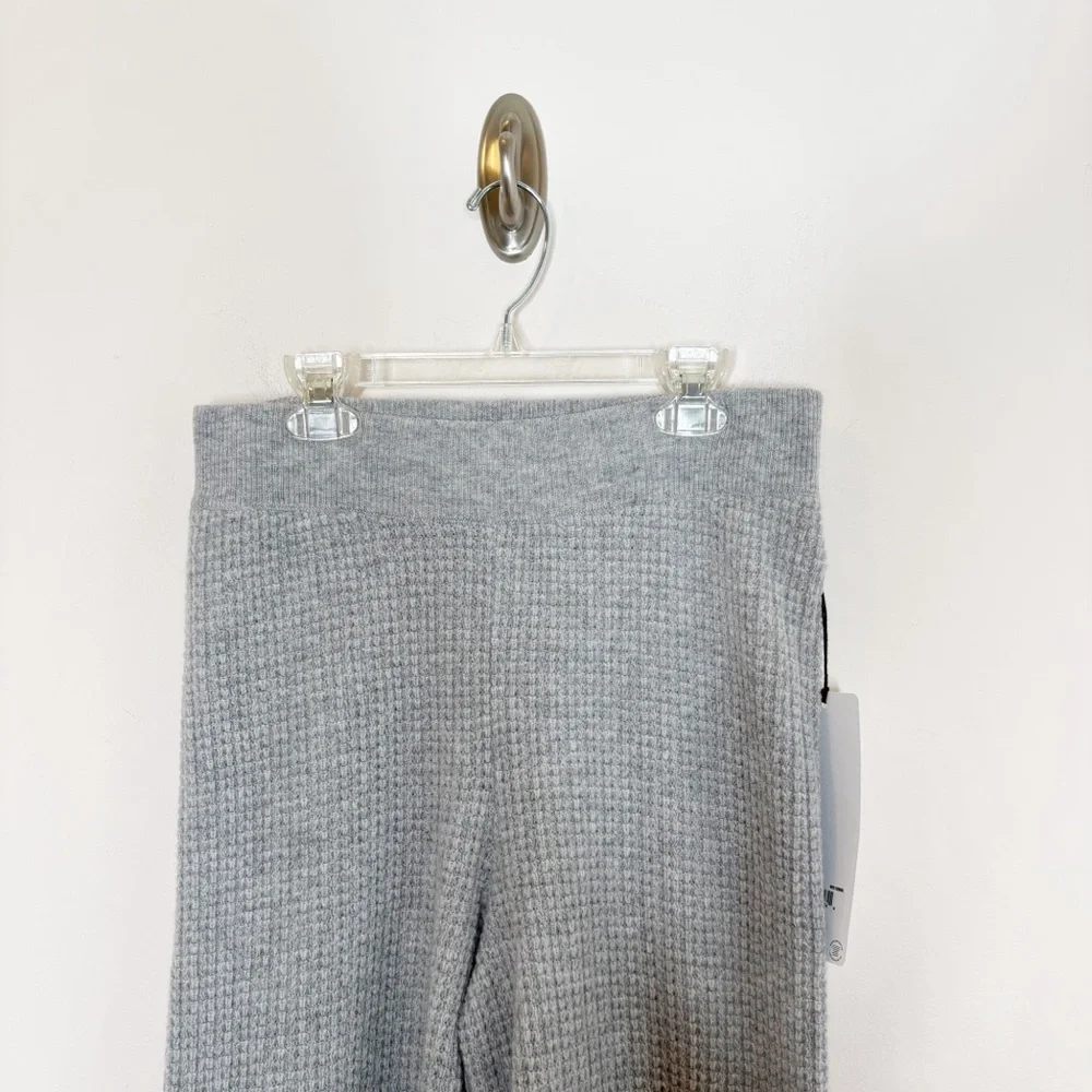 Alo Cashmere High Waist Plush Waffle Knit Pant Heather Grey Small NWT